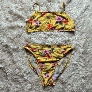 Islander Yellow Tropical Print Bikini Top & Bottom Size 18 Plus